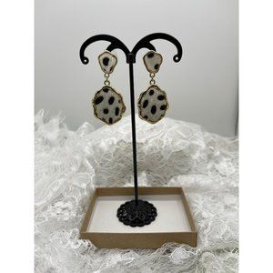 Cow Faux Fur Gold Tone Dangle Earrings